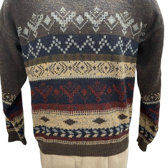 Vintage Fair Isle Sweater Grandpa Core Fall Coquette Soft Grunge Cottagecore L - Picture 7 of 8